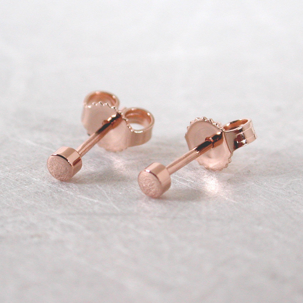 14k rose gold studs high polish 2.5mm round earrings