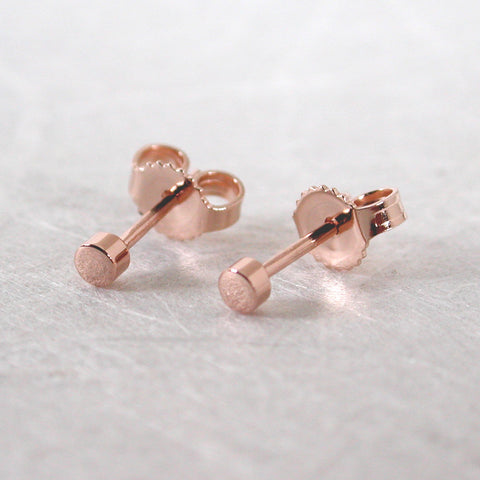 14k rose gold studs high polish 2.5mm round earrings