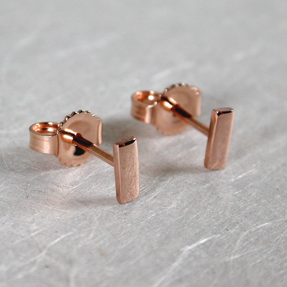 5mm 14k rose gold bar studs