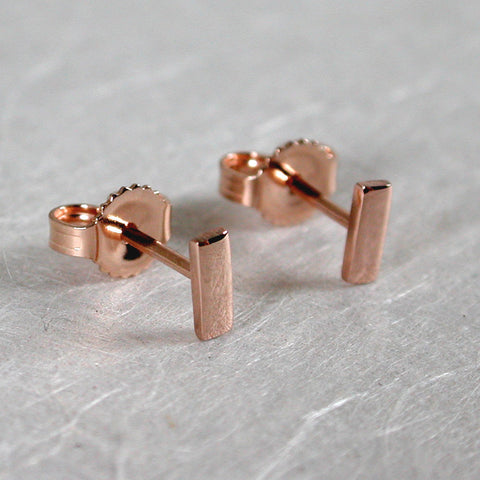 5mm 14k rose gold bar studs