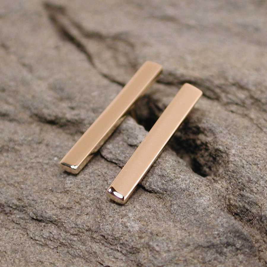 15mm 14k yellow gold bar earrings