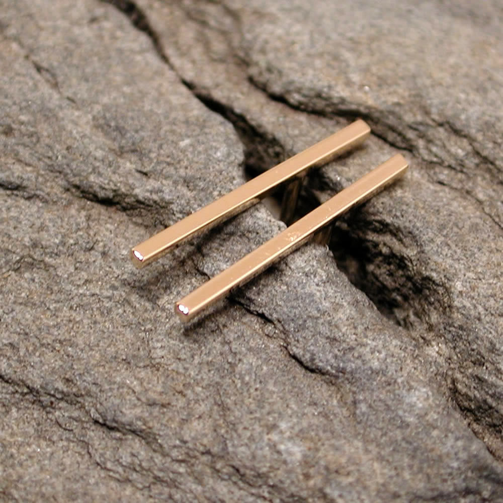 15mm gold line earrings 14k yellow gold high polish