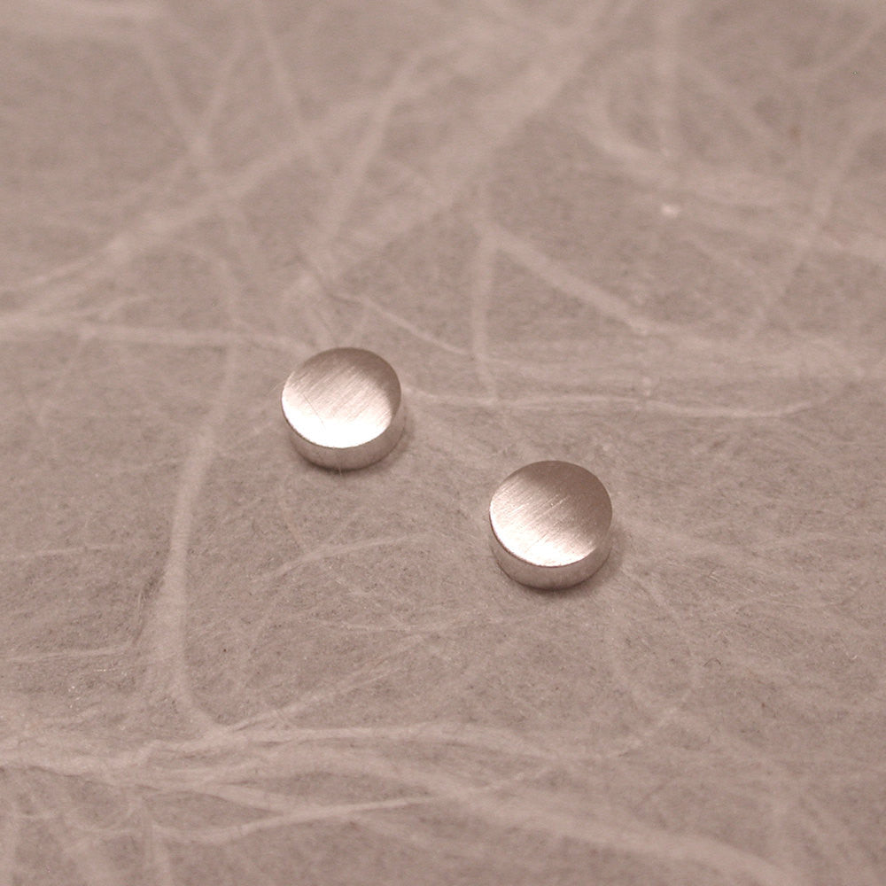 4mm round stud earrings brushed sterling silver