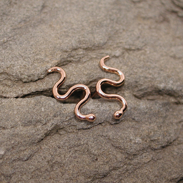 Snake Earrings Rose Gold Studs 14k Modern Medusa Earrings Rose Gold Snake Jewelry by Susan Sarantos