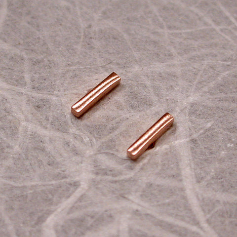 14k rose gold bar stud earrings 5mm x 1mm brushed