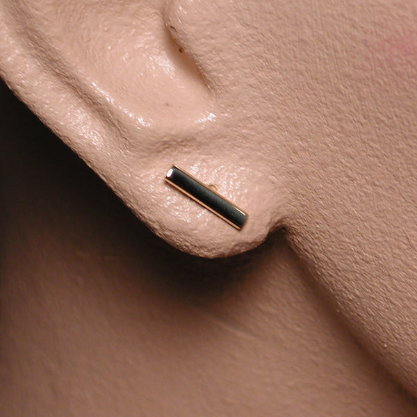 18k yellow gold bar earrings 10mm
