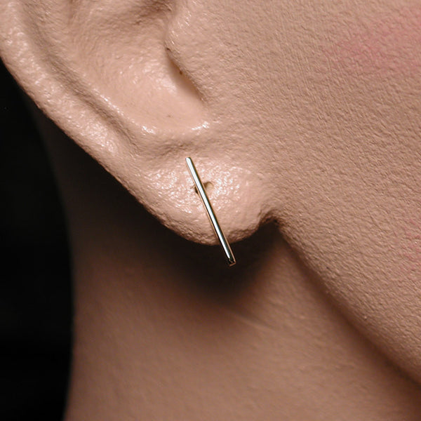 15mm 18k gold bar earrings high polish yellow gold