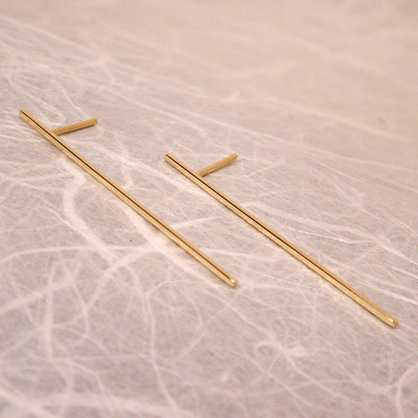 40mm 18k yellow gold bar earrings high polish