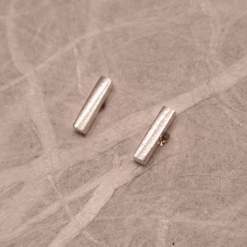 5mm Brushed Sterling Silver Tiny Bar Stud Earrings