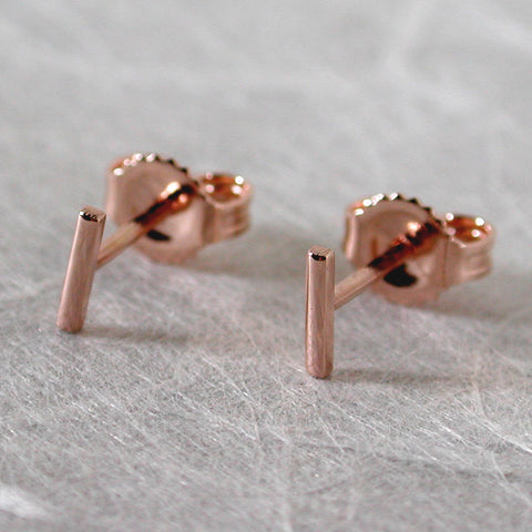 5mm 14k rose gold bar studs