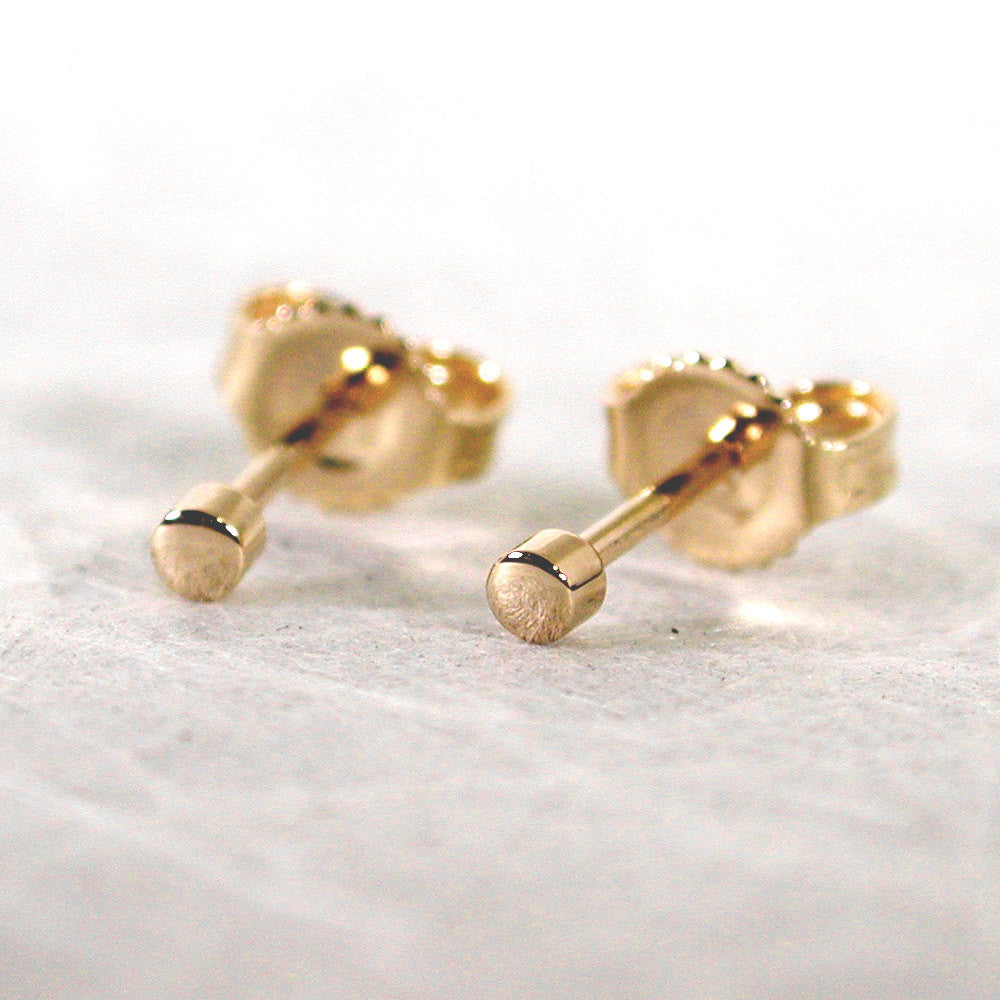 2mm round gold studs 14k yellow gold high polish