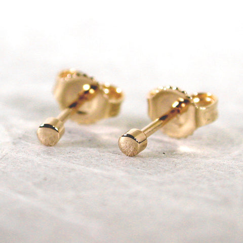 2mm round gold studs 14k yellow gold high polish