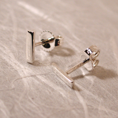 7mm sterling silver bar stud earrings high polish