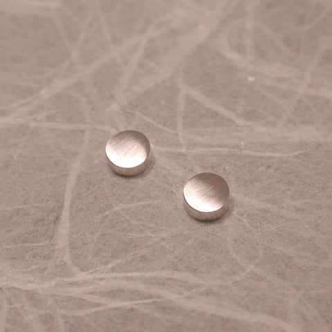 4mm round stud earrings brushed sterling silver
