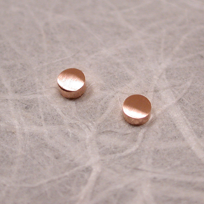 14k rose gold stud earrings 2.5mm round studs brushed