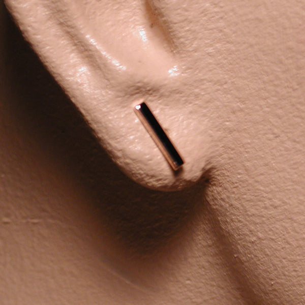 10mm 14k rose gold bar stud earrings
