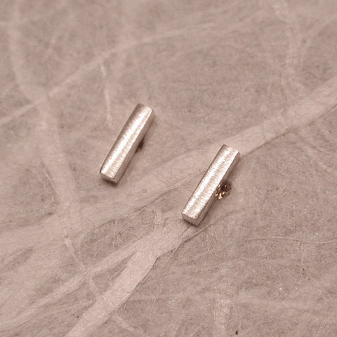 5mm Brushed Sterling Silver Tiny Bar Stud Earrings