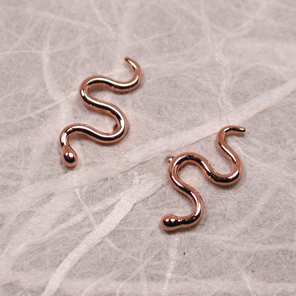 Snake Earrings Rose Gold Studs 14k Modern Medusa Earrings Rose Gold Snake Jewelry by Susan Sarantos